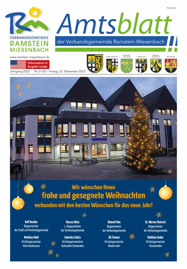 Amtsblatt VG Ramstein-Miesenbach Titelblatt 51/2023