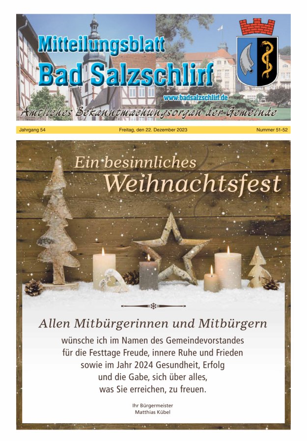 Amtliches Bekanntmachungsorgan der Gemeinde Bad Salzschlirf Titelblatt 51/2023