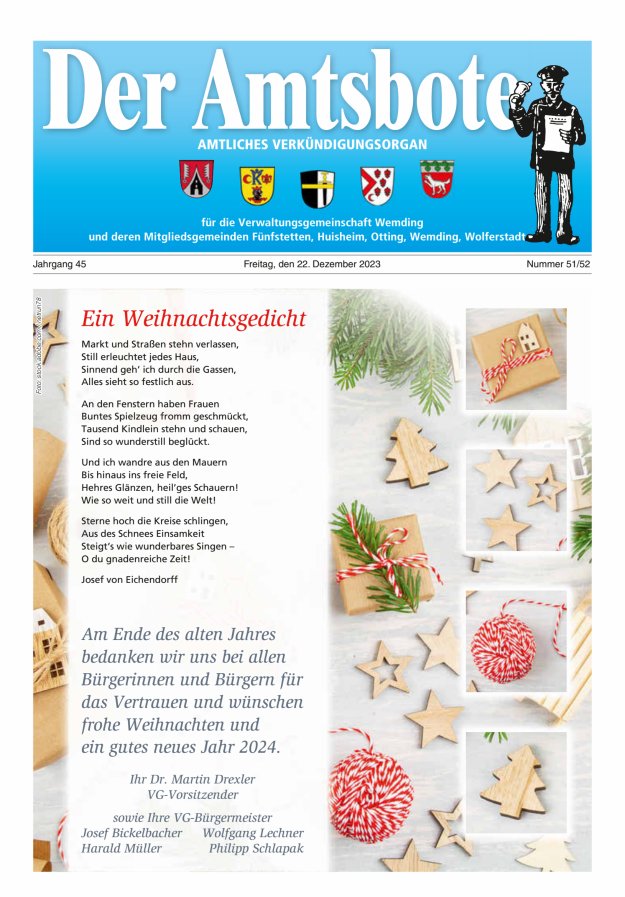 Der Amtsbote - Wemding Verwaltungsgemeinschaft Titelblatt 51/2023