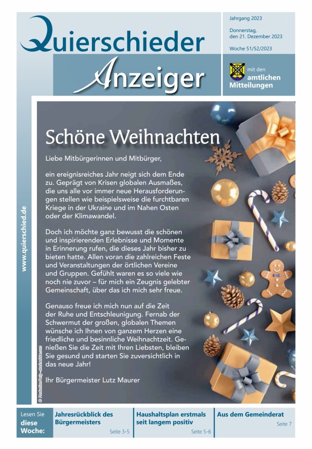 Quierschieder Anzeiger Titelblatt 51/2023