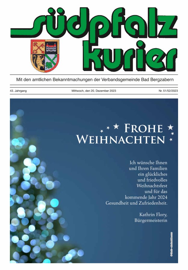 Südpfalz Kurier - VG Bad Bergzabern Titelblatt 51/2023