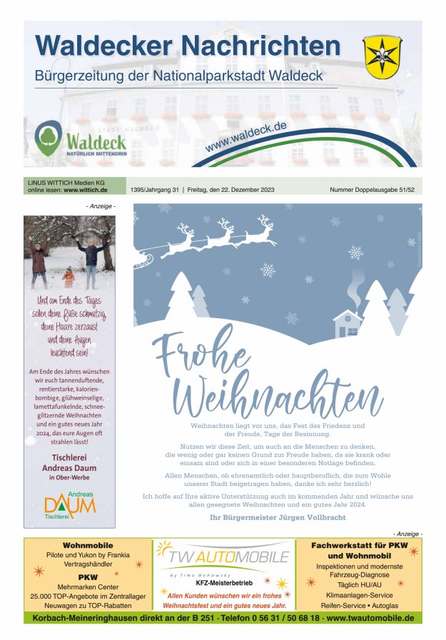 Waldecker Nachrichten Titelblatt 51/2023