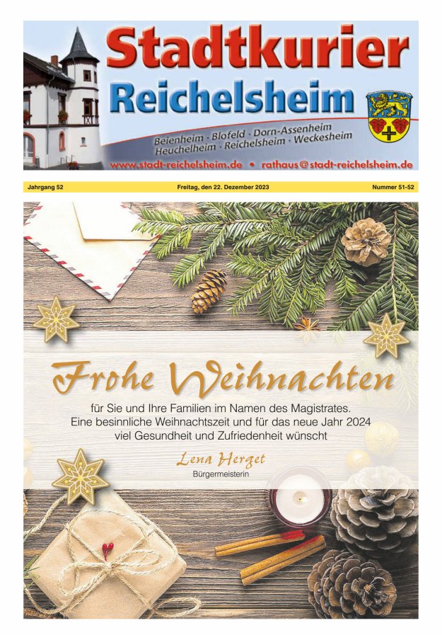 Stadtkurier Reichelsheim Titelblatt 51/2023
