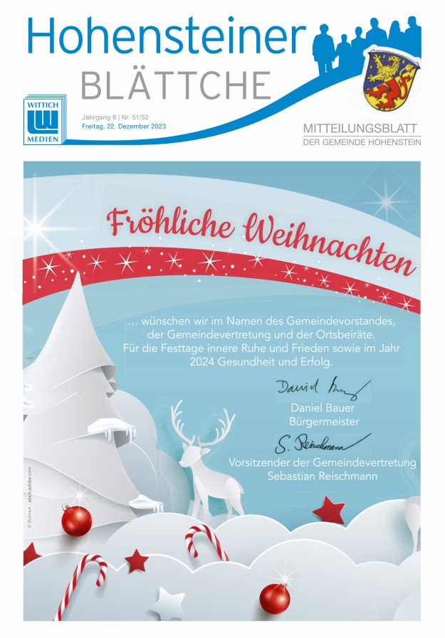 Hohensteiner Blättche Titelblatt 51/2023