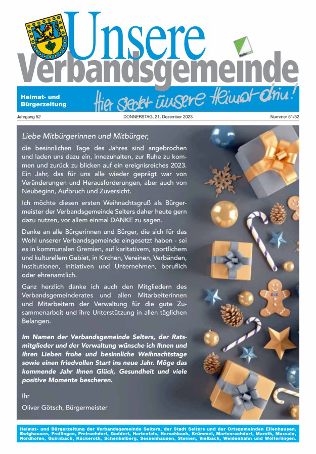 Unsere Verbandsgemeinde Selters Ww Titelblatt 51/2023