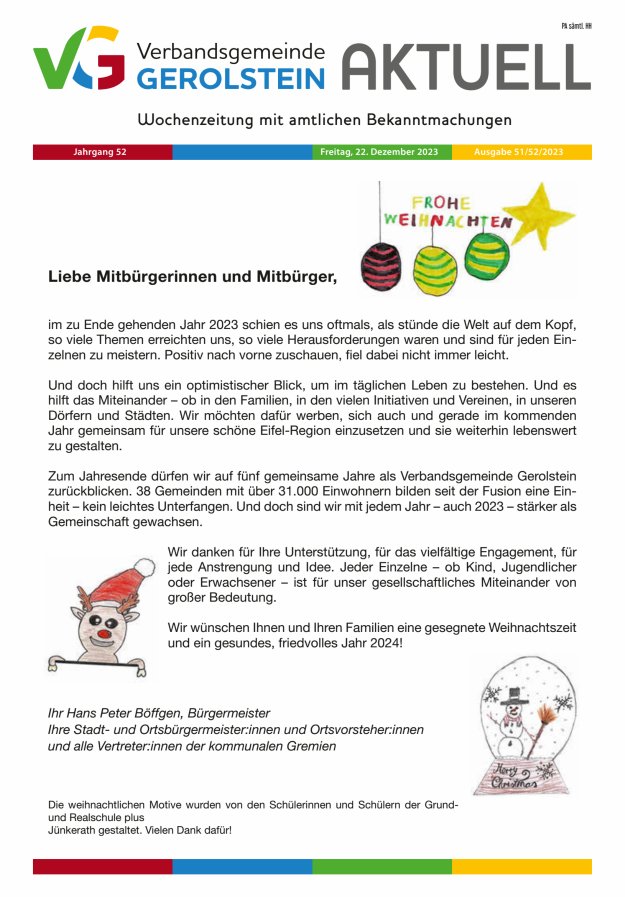Verbandsgemeinde Gerolstein aktuell Titelblatt 51/2023
