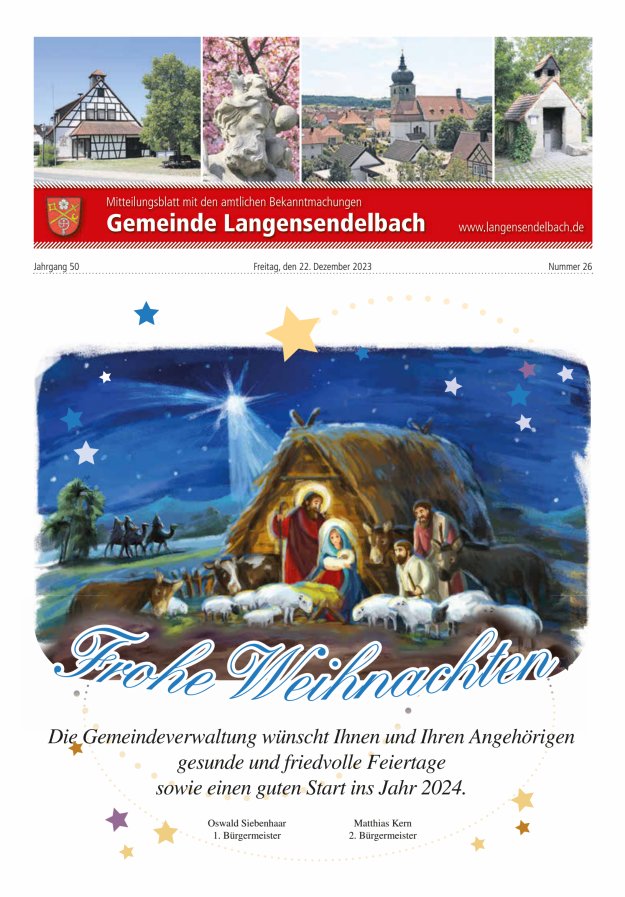 Mitteilungsblatt - Gemeinde Langensendelbach Titelblatt 26/2023