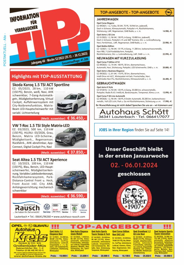 Tipp Vogelsberg Titelblatt 52/2023