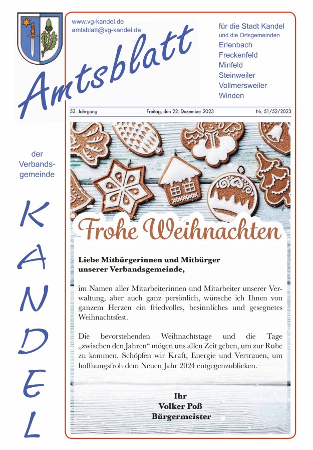 Amtsblatt VG Kandel Titelblatt 51/2023