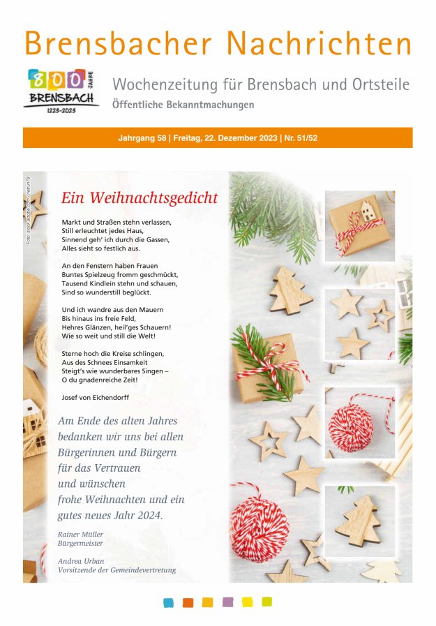 Brensbacher Nachrichten Titelblatt 51/2023