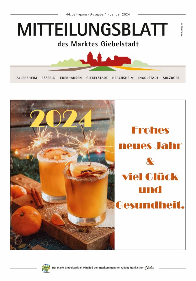 Mitteilungsblatt des Marktes Giebelstadt Titelblatt 01/2024