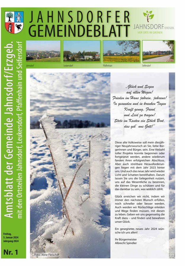 Jahnsdorfer Gemeindeblatt Titelblatt 01/2024