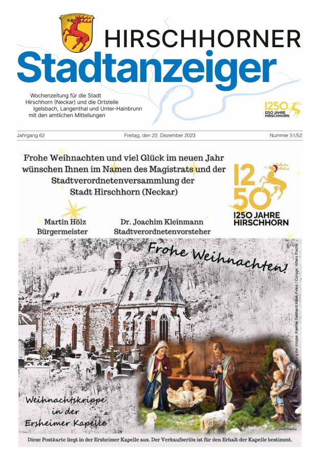 Hirschhorner Stadtanzeiger Titelblatt 51/2023