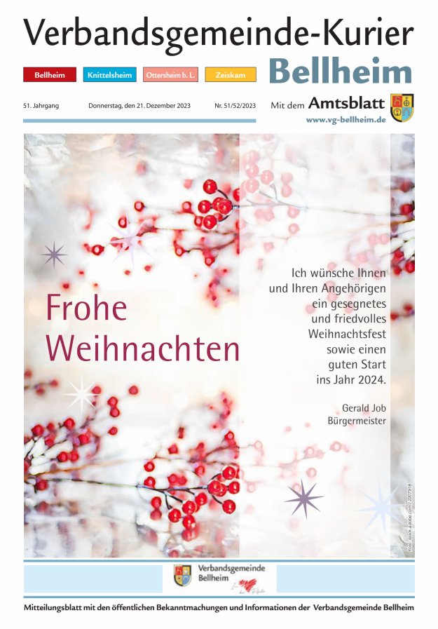 Verbandsgemeinde-Kurier Bellheim Titelblatt 51/2023