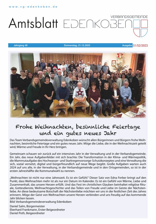 Amtsblatt VG Edenkoben Titelblatt 51/2023