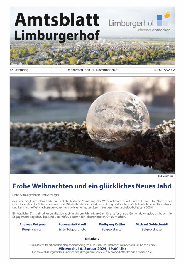 Amtsblatt Limburgerhof Titelblatt 51/2023