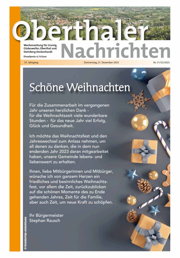Oberthaler Nachrichten Titelblatt 51/2023