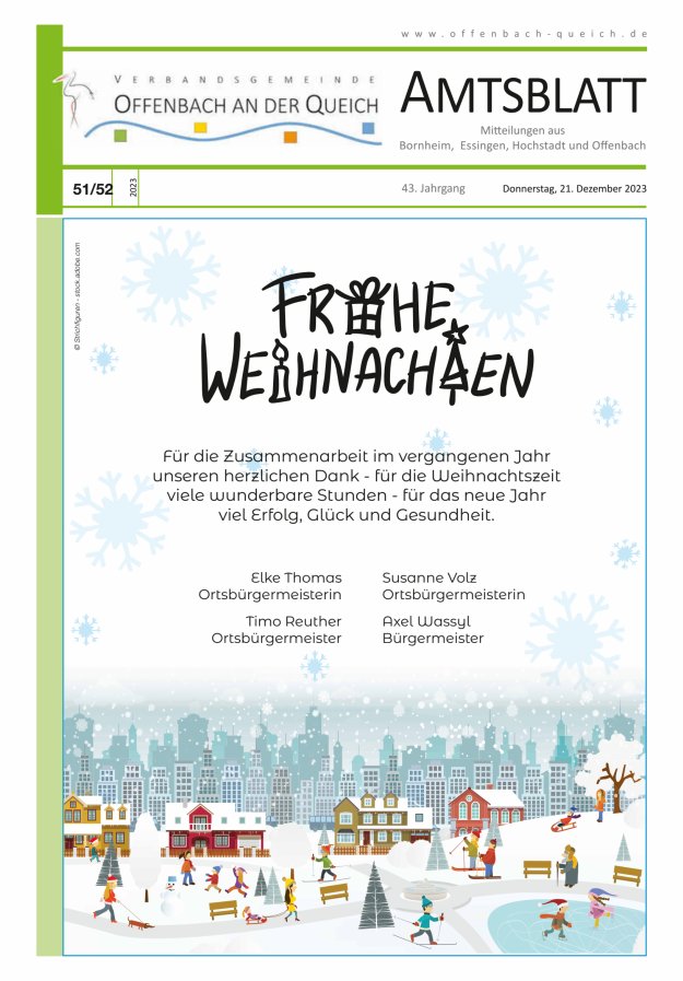 Amtsblatt VG Offenbach an der Queich Titelblatt 51/2023