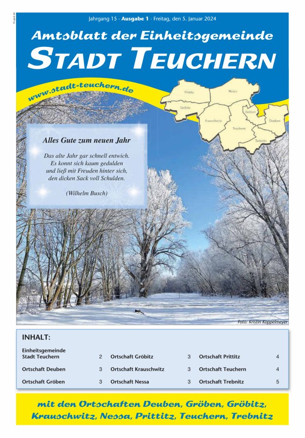 Amtsblatt der Einheitsgemeinde Stadt Teuchern Titelblatt 01/2024