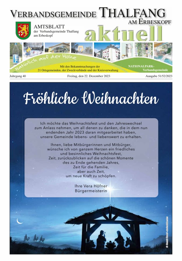 Thalfang aktuell - Amtsblatt VG Thalfang Titelblatt 51/2023