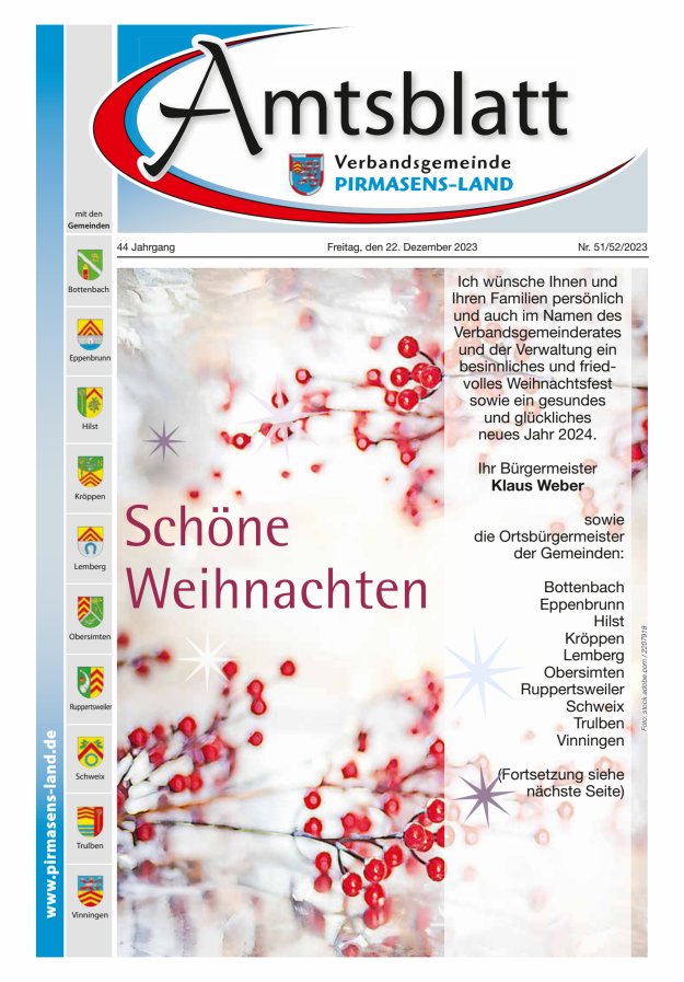 Amtsblatt VG Pirmasens-Land Titelblatt 51/2023