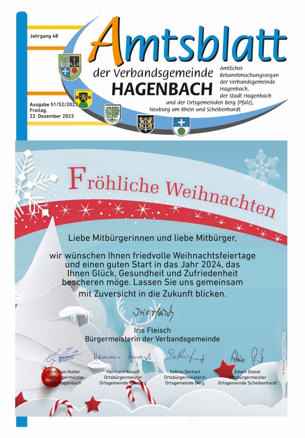 Amtsblatt der VG Hagenbach Titelblatt 51/2023