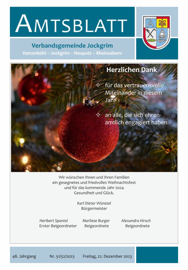 Amtsblatt VG Jockgrim Titelblatt 51/2023