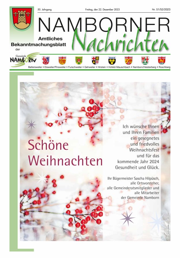 Namborner Nachrichten Titelblatt 51/2023