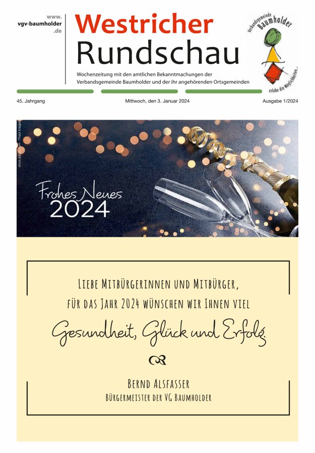 Westricher Rundschau VG Baumholder Titelblatt 01/2024