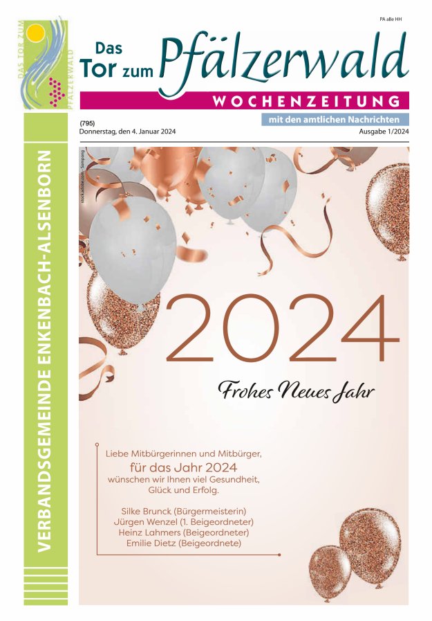 Das Tor zum Pfälzer Wald - VG Enkenbach-Alsenborn Titelblatt 01/2024