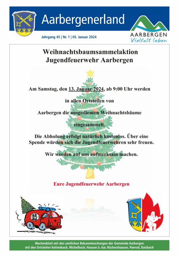 Aarbergenerland - Wochenblatt mit den amtlichen Bekanntmachungen Titelblatt 01/2024