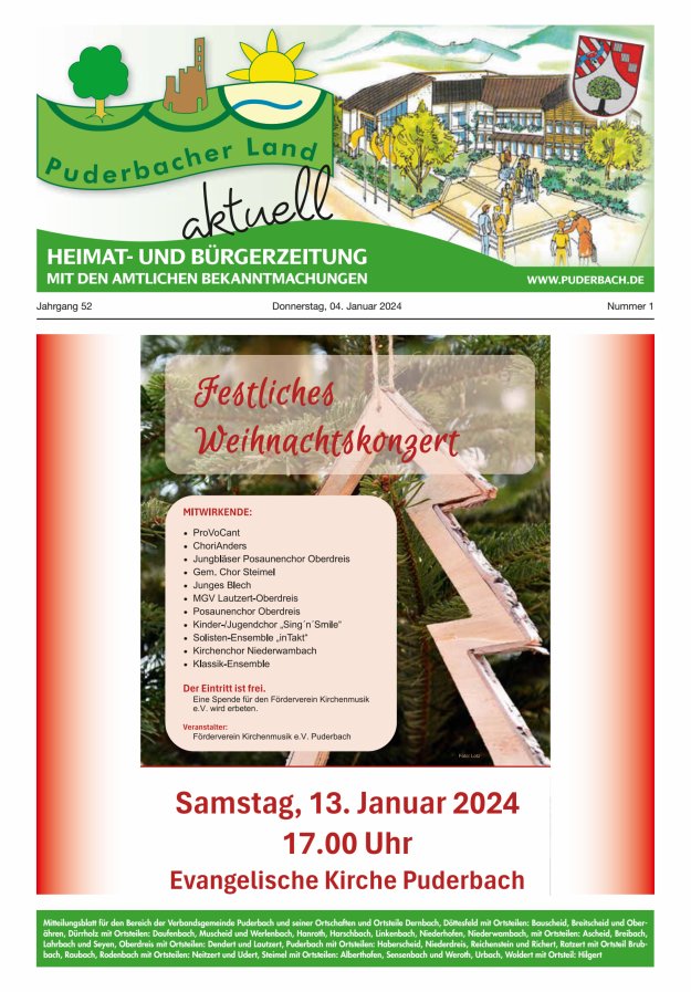 Puderbacher Land aktuell Titelblatt 01/2024