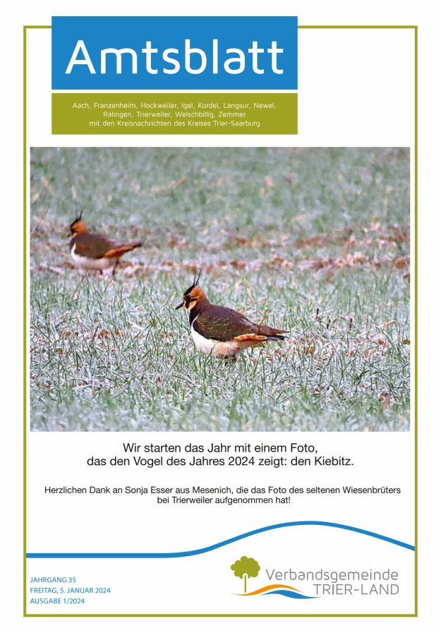 Amtsblatt VG Trier-Land Titelblatt 01/2024