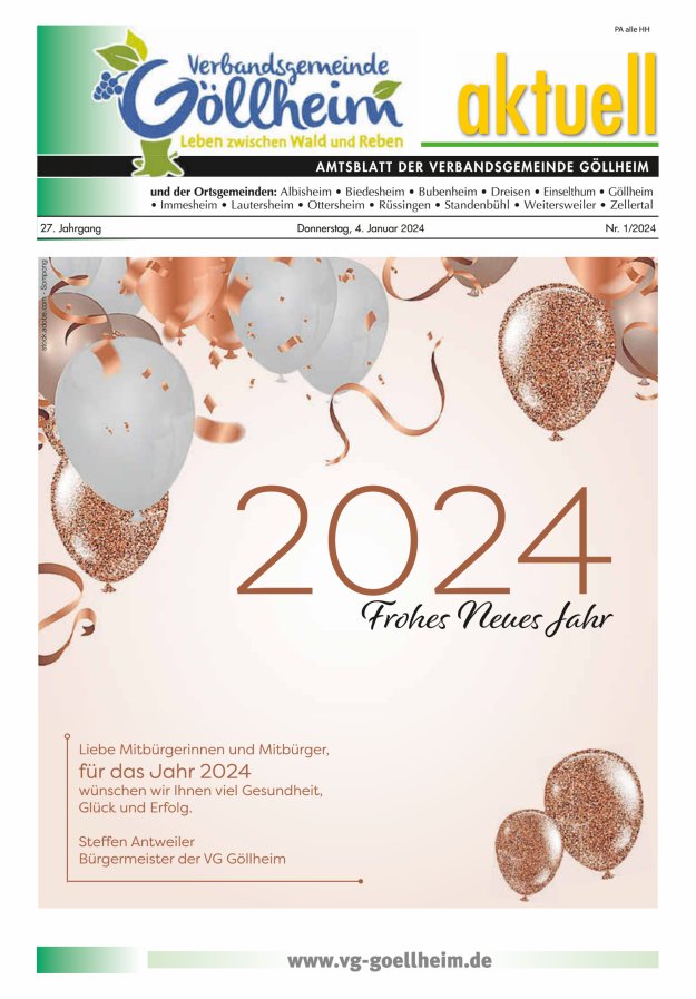 Verbandsgemeinde Göllheim aktuell Titelblatt 01/2024