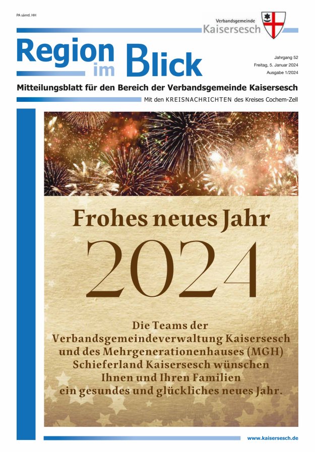Region im Blick VG Kaisersesch Titelblatt 01/2024