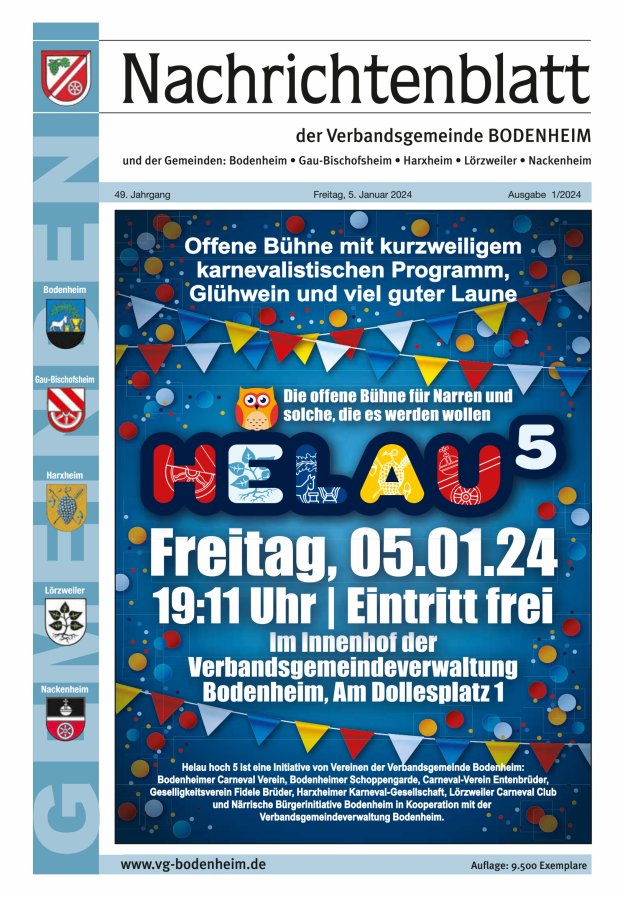 Nachrichtenblatt der VG Bodenheim              Titelblatt 01/2024