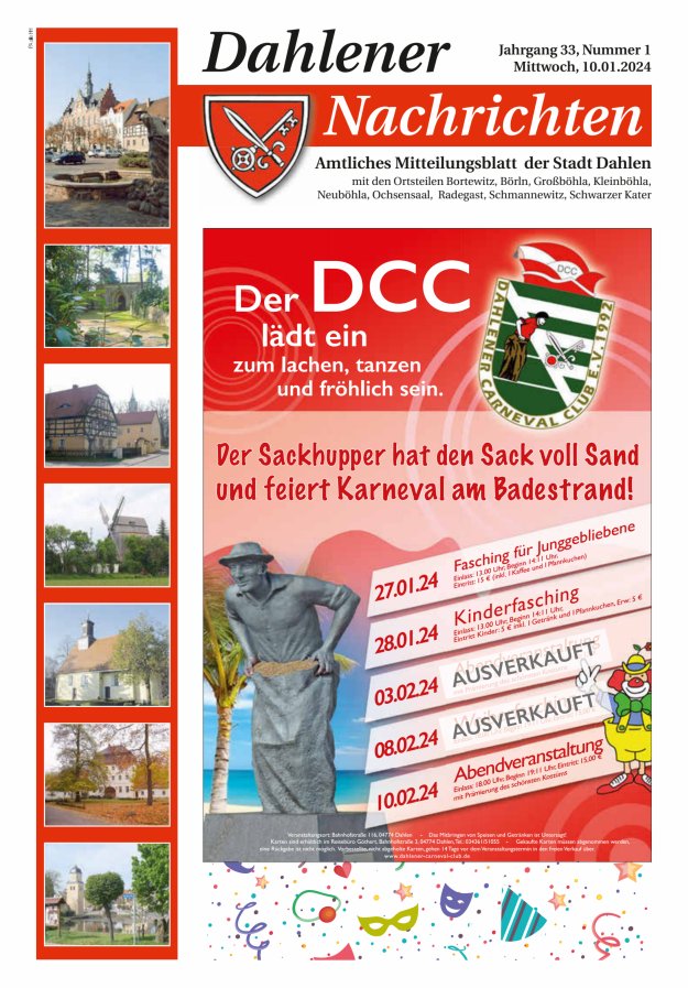 Dahlener Nachrichten - Amtliches Mitteilungsblatt der Stadt Dahlen Titelblatt 01/2024