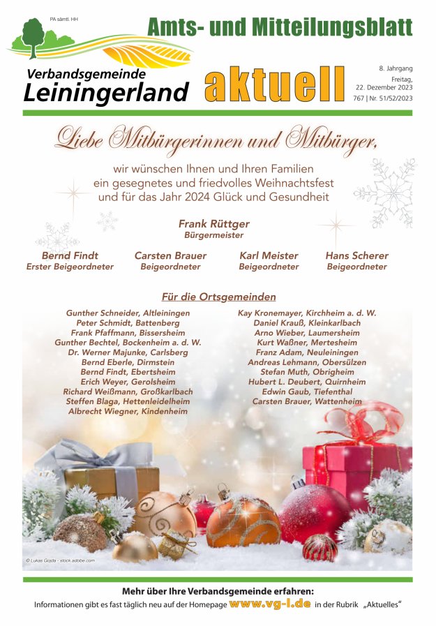 VG Leiningerland aktuell Titelblatt 51/2023