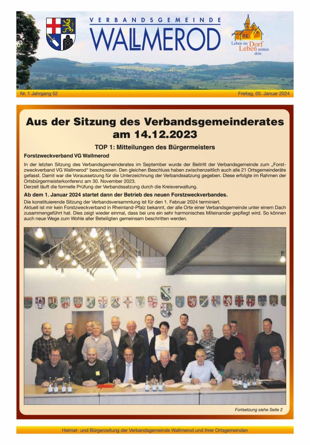 Wir über uns - Verbandsgemeinde Wallmerod Titelblatt 01/2024