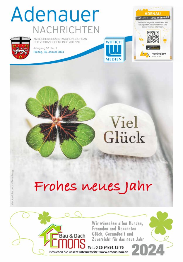Adenauer Nachrichten Titelblatt 01/2024
