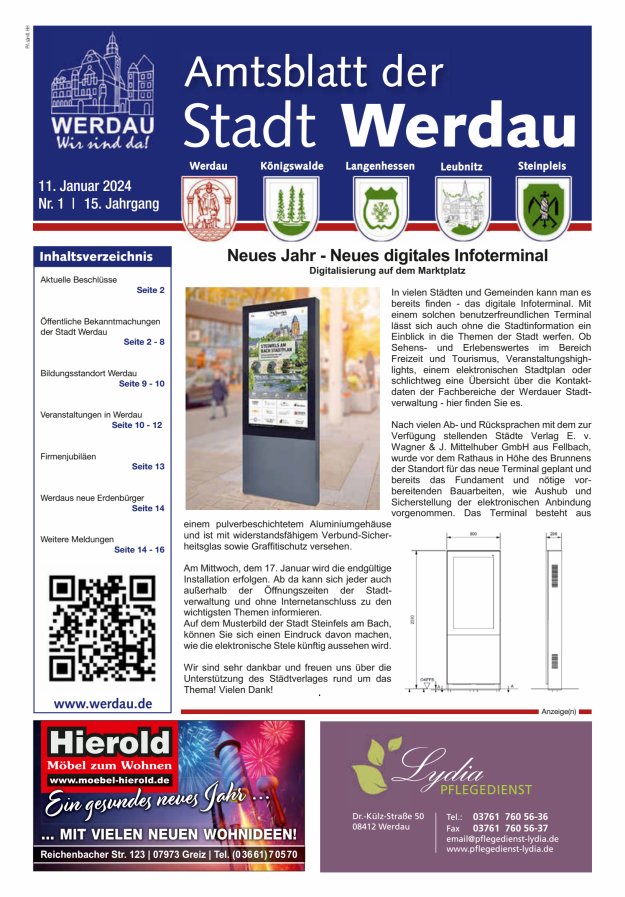 Amtsblatt der Stadt Werdau Titelblatt 01/2024