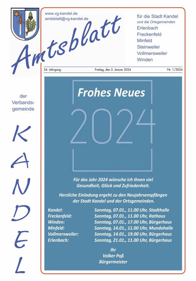 Amtsblatt VG Kandel Titelblatt 01/2024