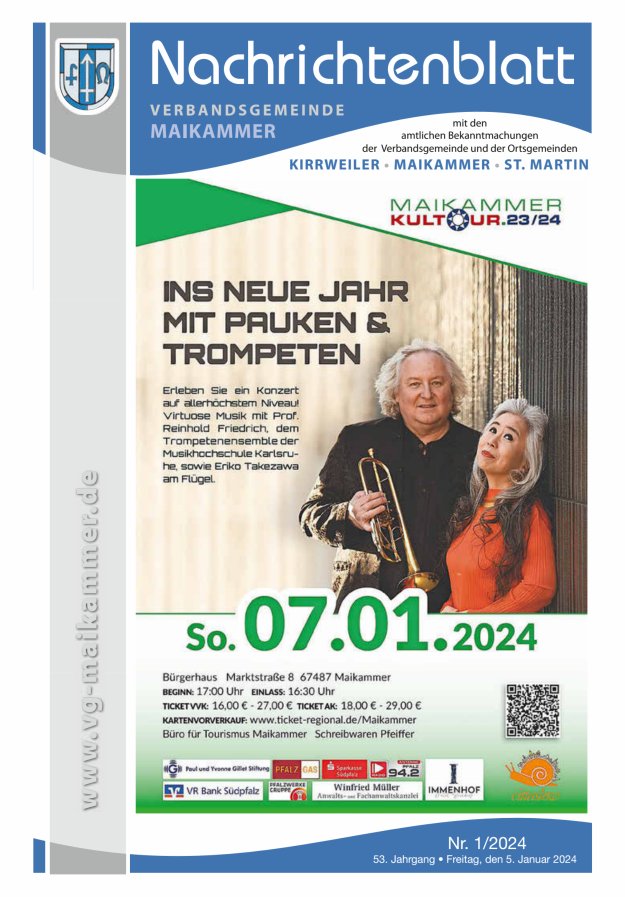 Nachrichtenblatt VG Maikammer Titelblatt 01/2024