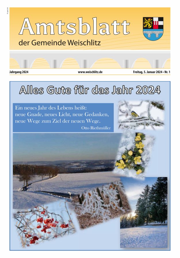 Amtsblatt der Gemeinde Weischlitz Titelblatt 01/2024