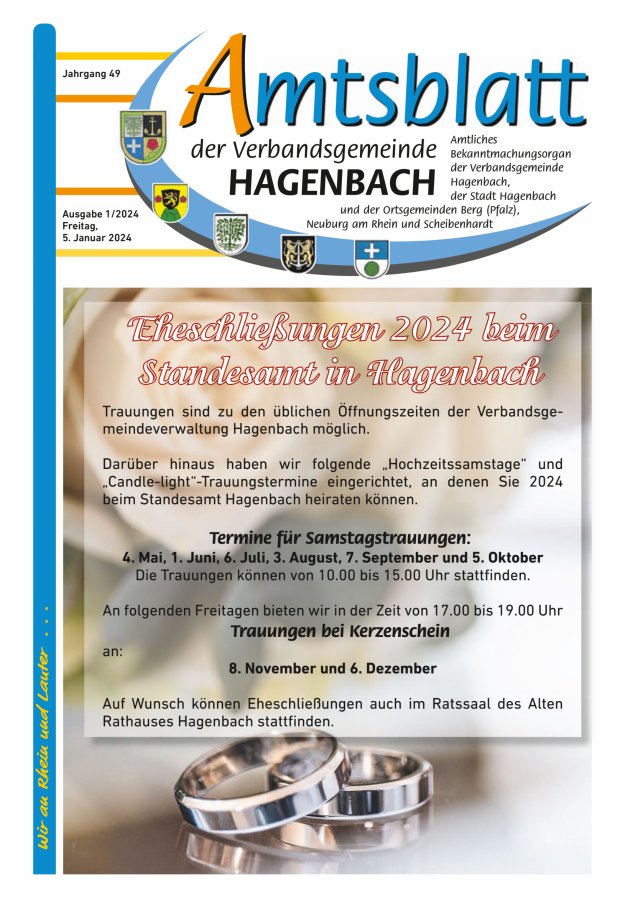 Amtsblatt der VG Hagenbach Titelblatt 01/2024