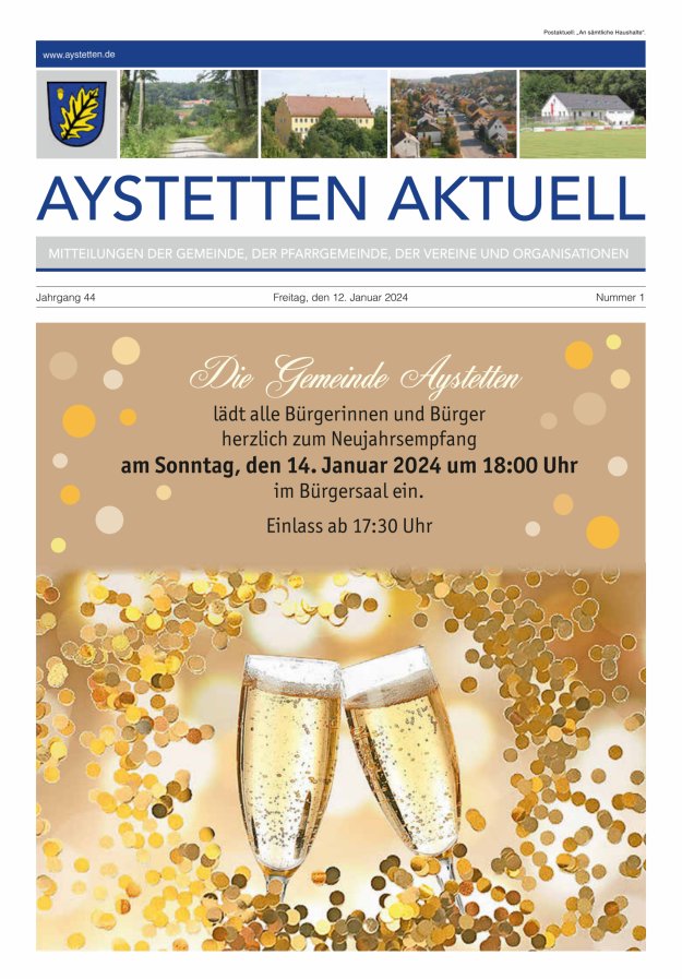Aystetten Aktuell Wir über uns Titelblatt 01/2024