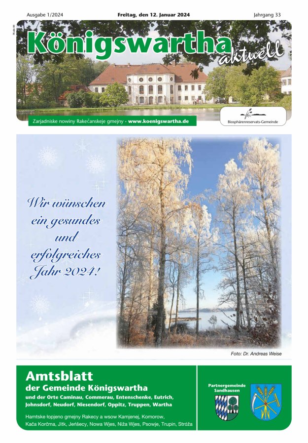 Königswartha aktuell - Amtsblatt der Gemeinde Königswartha Titelblatt 01/2024
