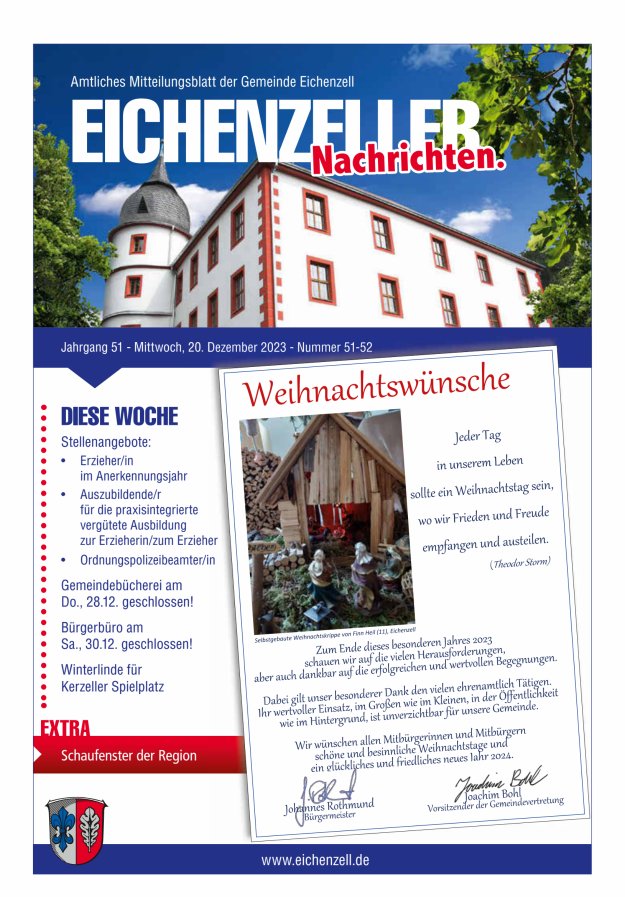 Amtliches Mitteilungsblatt der Gemeinde Eichenzell Titelblatt 51/2023