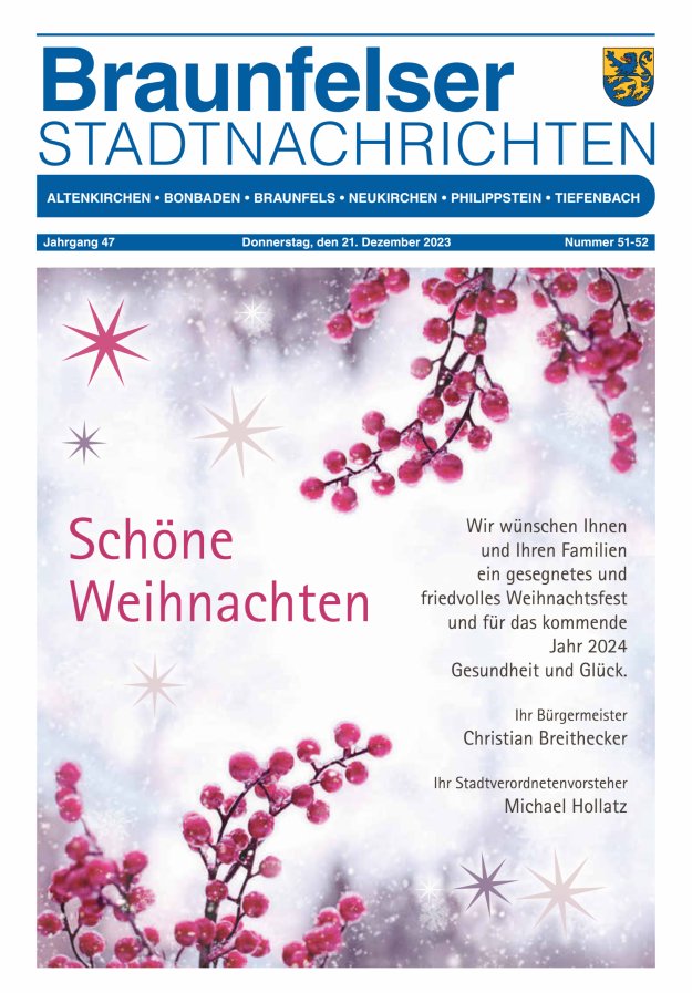Braunfelser Stadtnachrichten Titelblatt 51/2023