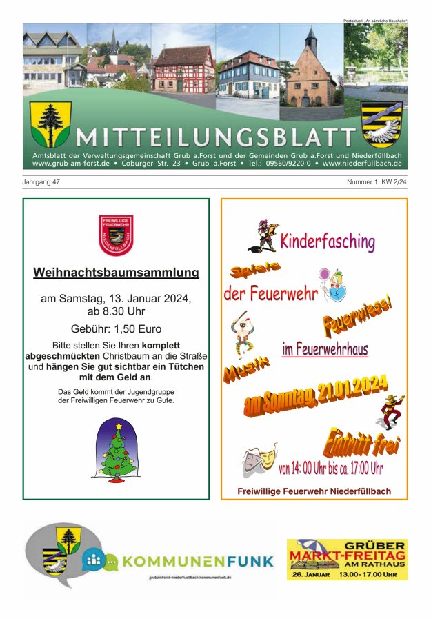 Amts- und Mitteilungsblatt der VGem Grub a.Forst Titelblatt 01/2024